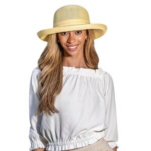 Wallaroo Hat Company Victoria Yellow Poly-Straw Sun Protection Hat
